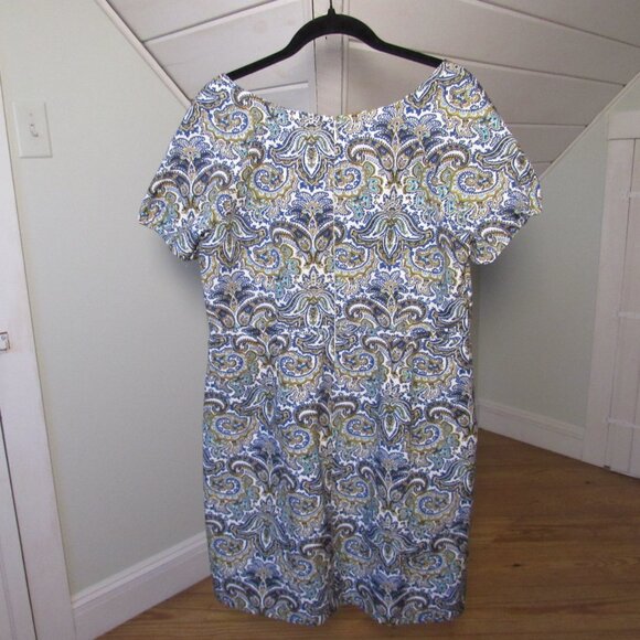 J Crew Dolores Shift Dress in Peacock Paisley Size 12 Cotton Silk Blend Lined - Picture 5 of 9